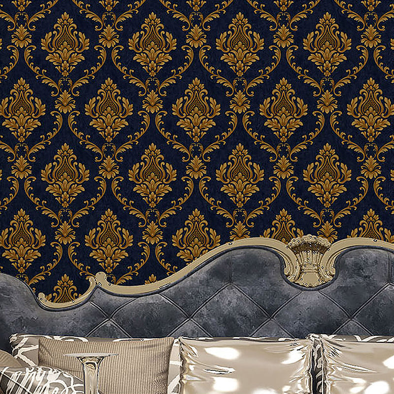 European Medallion Wallpaper Roll Pastel Color Flower Wall Covering for Living Room Blue-Yellow Clearhalo 'Vintage wall decor' 'Vintage' 'Wallpaper' Wall Decor' 1212285