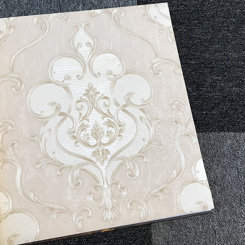 Scroll Flower Wallpaper Roll Antique Style 3D Embossed Fabric Wall Art in Dark Color Clearhalo 'Vintage wall decor' 'Vintage' 'Wallpaper' Wall Decor' 1212321