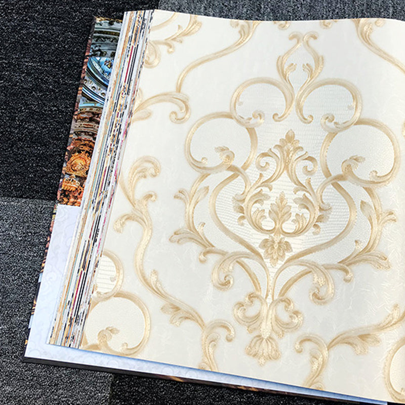 Scroll Flower Wallpaper Roll Antique Style 3D Embossed Fabric Wall Art in Dark Color Clearhalo 'Vintage wall decor' 'Vintage' 'Wallpaper' Wall Decor' 1212324