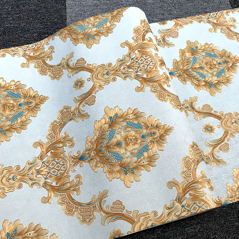 57.1-sq ft Retro Wallpaper Dark Color Damask Embroidered Wall Art, 33' L x 20.5" W Clearhalo 'Vintage wall decor' 'Vintage' 'Wallpaper' Wall Decor' 1212383