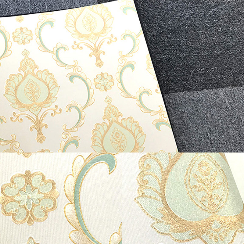 Unpasted Jacquard Wallpaper 33' L x 20.5" W Nostalgic Wall Decor in Soft Color for Bedroom Clearhalo 'Vintage wall decor' 'Vintage' 'Wallpaper' Wall Decor' 1212451