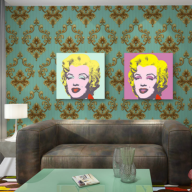 Dark Color Damask Wallpaper Roll Non-Pasted Retro Style Living Room Wall Decoration Clearhalo 'Vintage wall decor' 'Vintage' 'Wallpaper' Wall Decor' 1212520