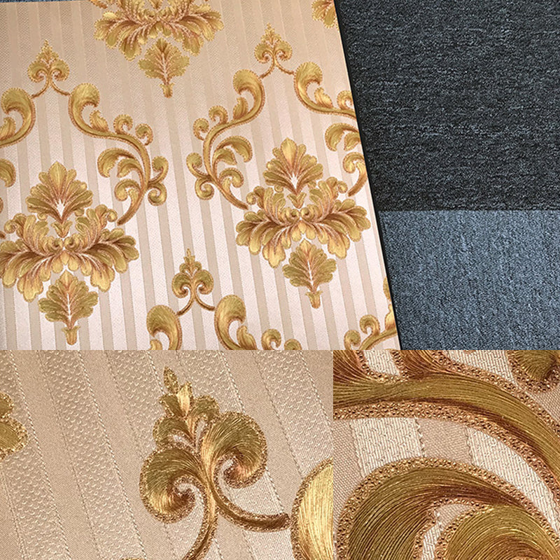 Dark Color Damask Wallpaper Roll Non-Pasted Retro Style Living Room Wall Decoration Clearhalo 'Vintage wall decor' 'Vintage' 'Wallpaper' Wall Decor' 1212524