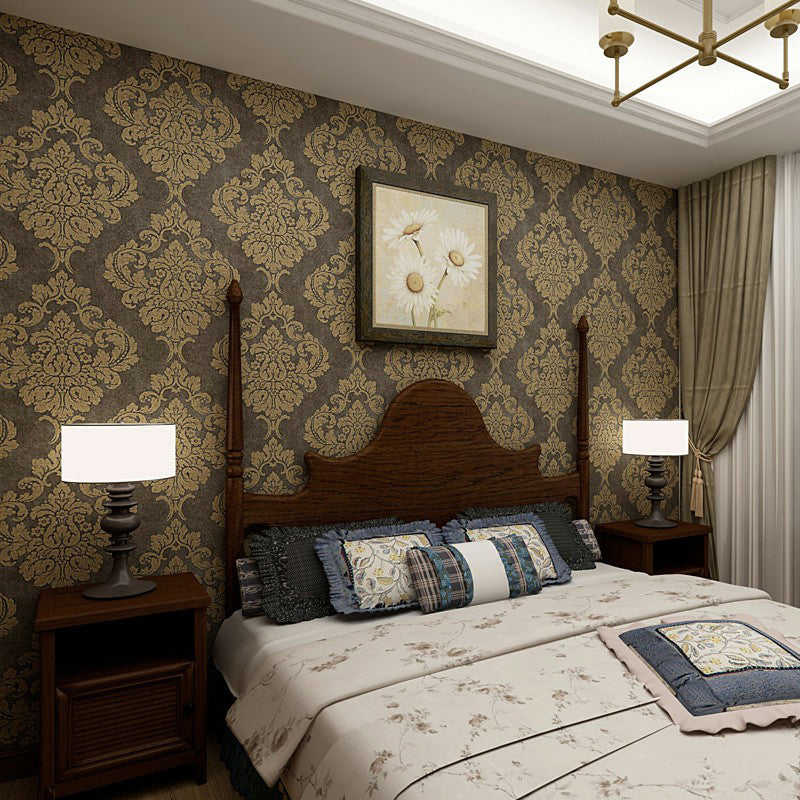 Dark Color Nostalgic Wallpaper 27.5' L x 28" W Medallion Patterned Wall Art for Bedroom Clearhalo 'Vintage wall decor' 'Vintage' 'Wallpaper' Wall Decor' 1212676