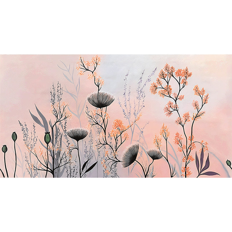 Illustration Plant Bushes Wall Murals for Dining Room in Light Color, Made to Measure Clearhalo 'Wall Decor' 'Wall Mural' 1212922