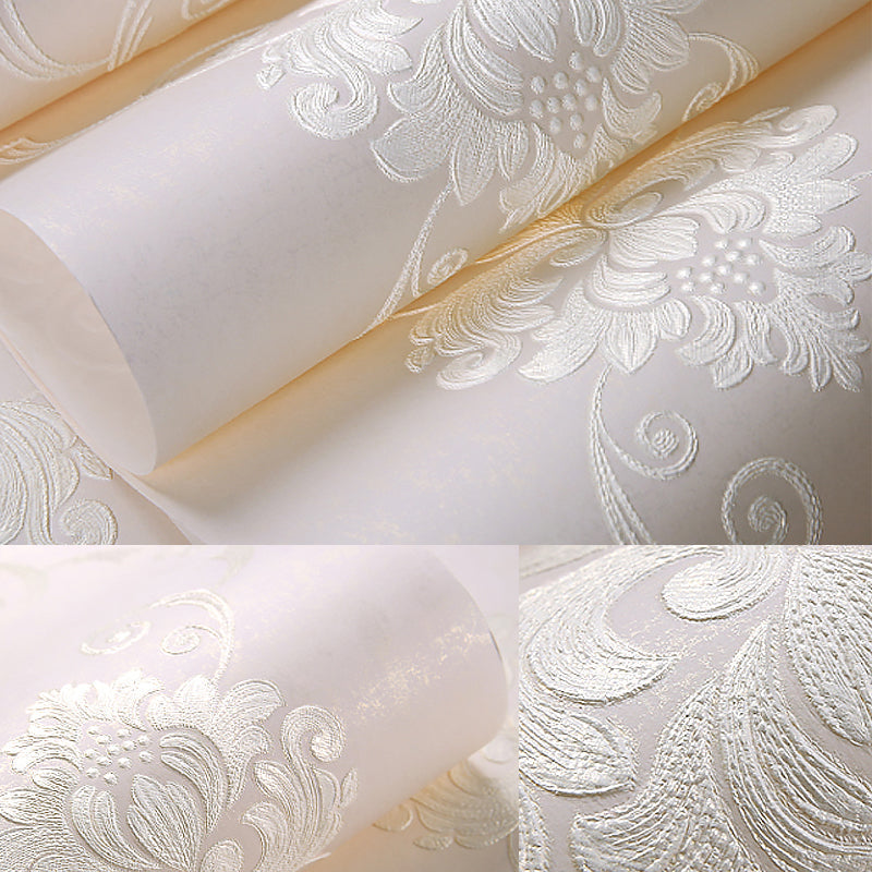 Glam Swirl Flower Wallpaper for Living Room 54.2-sq ft Wall Covering in Pastel Color Clearhalo 'Wall Decor' 'Wallpaper' 1218766