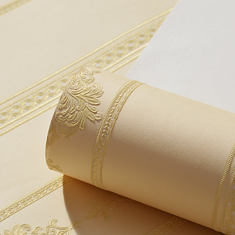 Light-Color Adhesive Stripe Wallpaper Damask Luxe Stain Resistant Wall Art, Easy to Remove Yellow Clearhalo 'Wall Decor' 'Wallpaper' 1218837