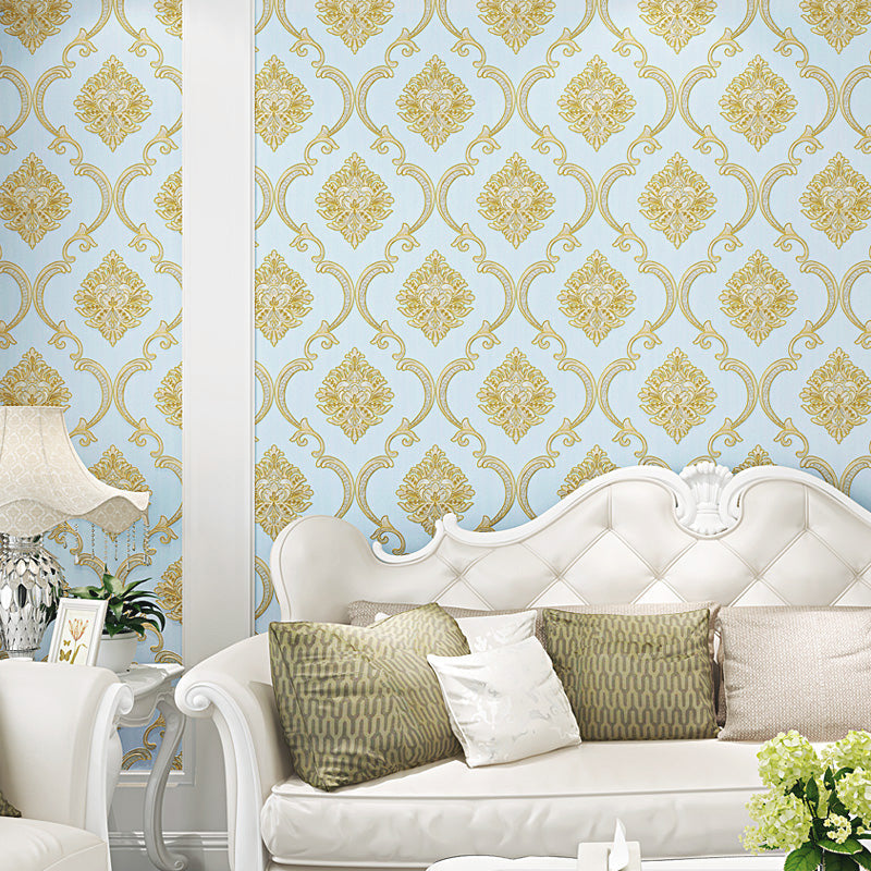 Self-Adhesive Jacquard Trellis Wallpaper Glam 3D Embossed Wall Decor in Light Color, Removable Light Blue Clearhalo 'Wall Decor' 'Wallpaper' 1218840