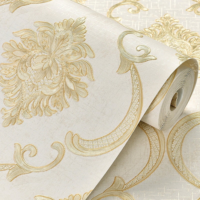 Self-Adhesive Jacquard Trellis Wallpaper Glam 3D Embossed Wall Decor in Light Color, Removable Clearhalo 'Wall Decor' 'Wallpaper' 1218844