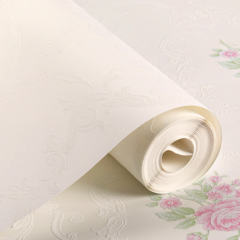 Countryside Flower Peony Wallpaper Light-Color Stain Resistant Wall Art for Bedroom Clearhalo 'Country wall decor' 'Rustic' 'Wallpaper' Wall Decor' 1218956