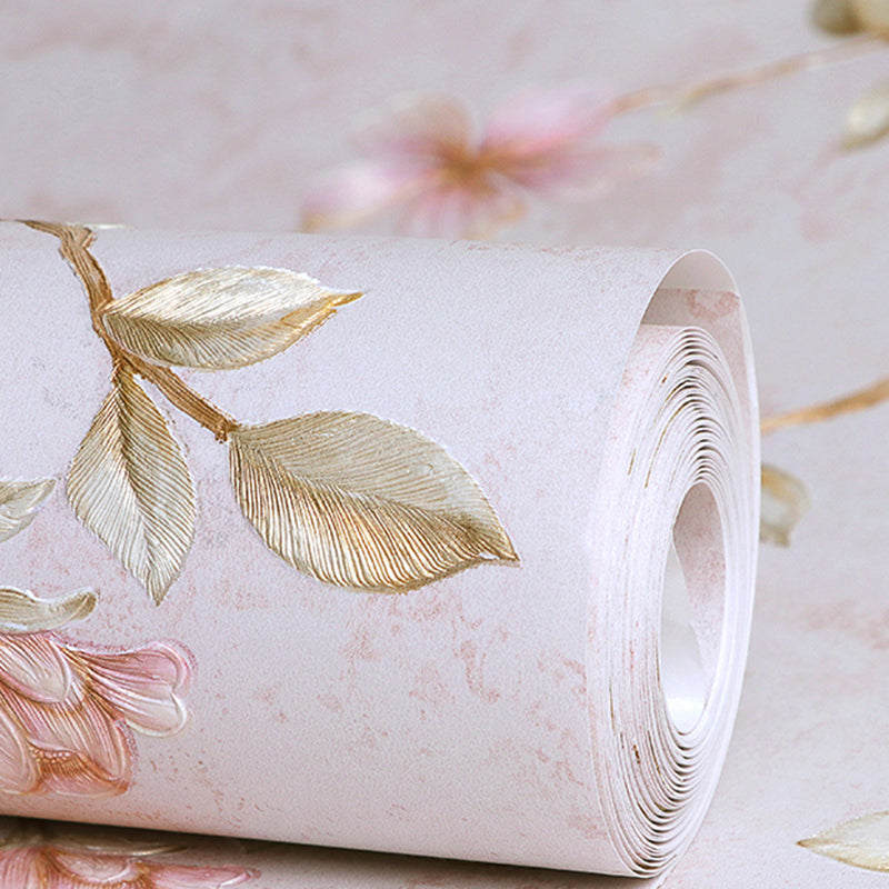 Rustic Plum Flower Wallpaper for Bedroom 31' L x 20.5" W Wall Covering in Soft Color Clearhalo 'Country wall decor' 'Rustic' 'Wallpaper' Wall Decor' 1218965