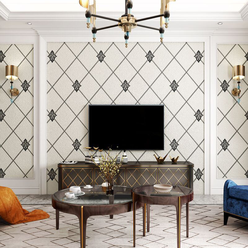 Stain-Resistant Trellis Wallpaper Flock Material Modern Style Wall Art for Living Room Clearhalo 'Modern wall decor' 'Modern' 'Wallpaper' Wall Decor' 1219327