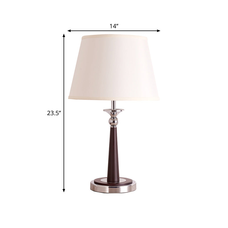 White Conical Shade Table Lamp Traditional Style Fabric 1-Light Living Room Nightstand Lamp Clearhalo 'Lamps' 'Table Lamps' Lighting' 1222434