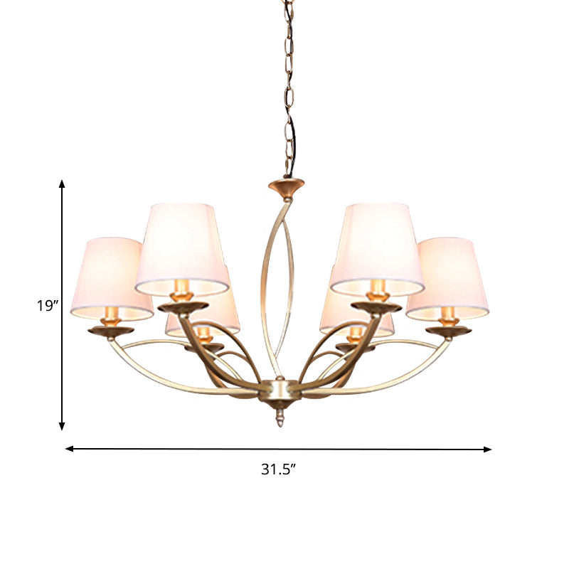 Swooping Arm Metallic Chandelier Lighting Traditional Style 4/6/8 Heads Guest Room Suspension Lamp in White/Green Clearhalo 'Ceiling Lights' 'Chandeliers' Lighting' options 1223053