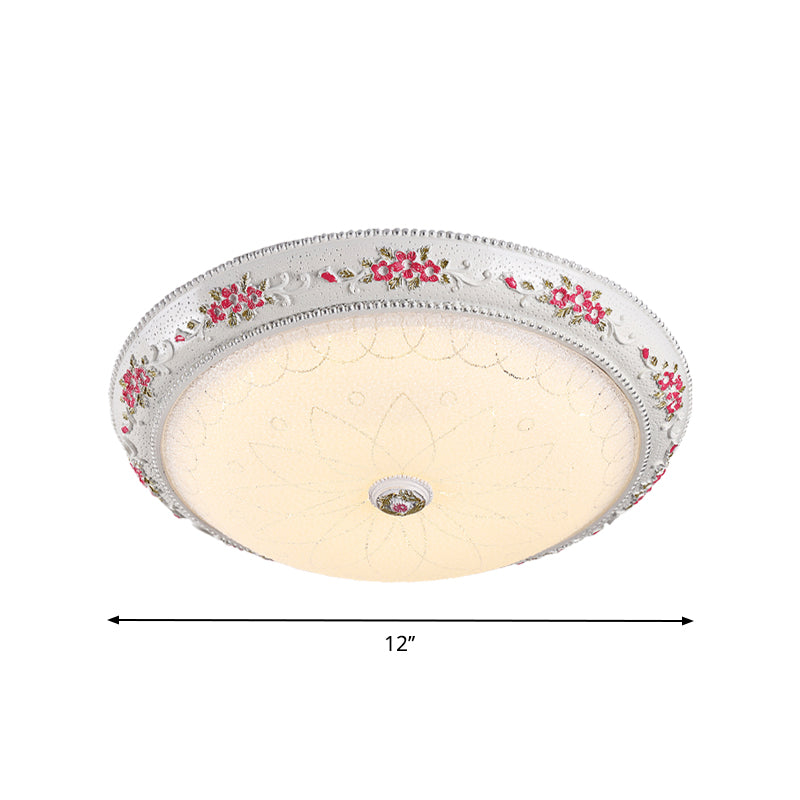 LED Flush Mount Lamp Traditional Style Circular Shaped Cream Glass Ceiling Light Fixture in White-Pink, 12"/16"/19.5" Wide Clearhalo 'Ceiling Lights' 'Close To Ceiling Lights' 'Close to ceiling' 'Flush mount' Lighting' 1223658