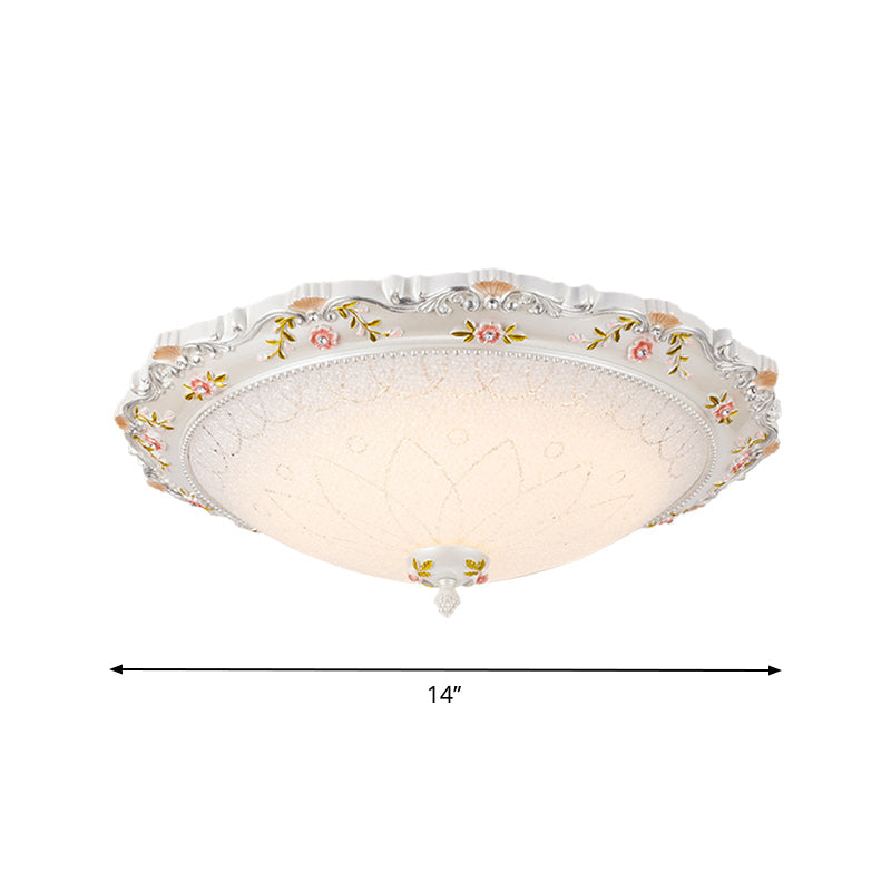 14"/16.5"/21" Wide LED Domed Flushmount Vintage Style White Opaline Glass Close to Ceiling Lamp, Warm/White Light Clearhalo 'Ceiling Lights' 'Close To Ceiling Lights' 'Close to ceiling' 'Flush mount' Lighting' 1223828