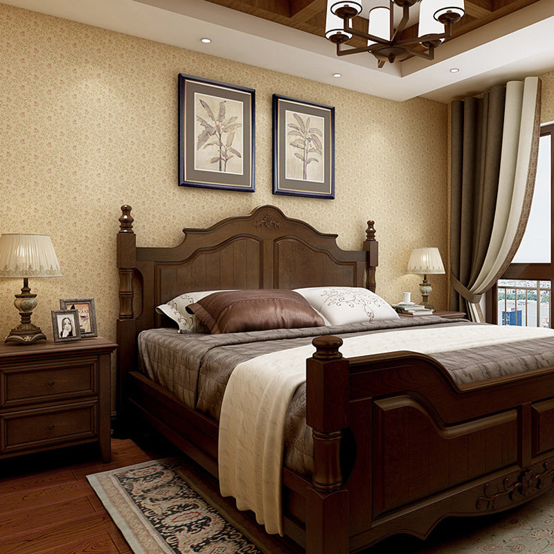 Yellow Rustic Wallpaper 33' L x 20.5" W Leaves Patterned Wall Decor for Bedroom, Paper Made Clearhalo 'Country wall decor' 'Rustic' 'Wallpaper' Wall Decor' 1224839