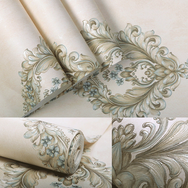 Washable Medallion Wallpaper 3D Embossed Fabric Retro Style Wall Covering for Bedroom Clearhalo 'Vintage wall decor' 'Vintage' 'Wallpaper' Wall Decor' 1225020