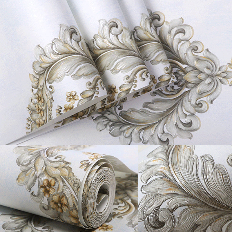 Washable Medallion Wallpaper 3D Embossed Fabric Retro Style Wall Covering for Bedroom Clearhalo 'Vintage wall decor' 'Vintage' 'Wallpaper' Wall Decor' 1225023