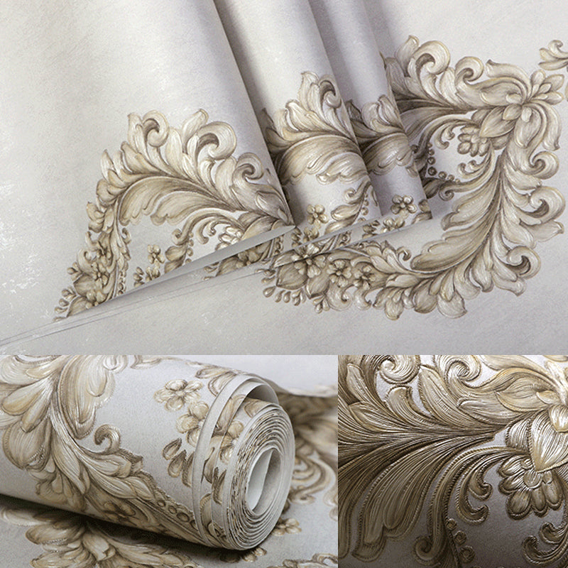 Washable Medallion Wallpaper 3D Embossed Fabric Retro Style Wall Covering for Bedroom Clearhalo 'Vintage wall decor' 'Vintage' 'Wallpaper' Wall Decor' 1225029