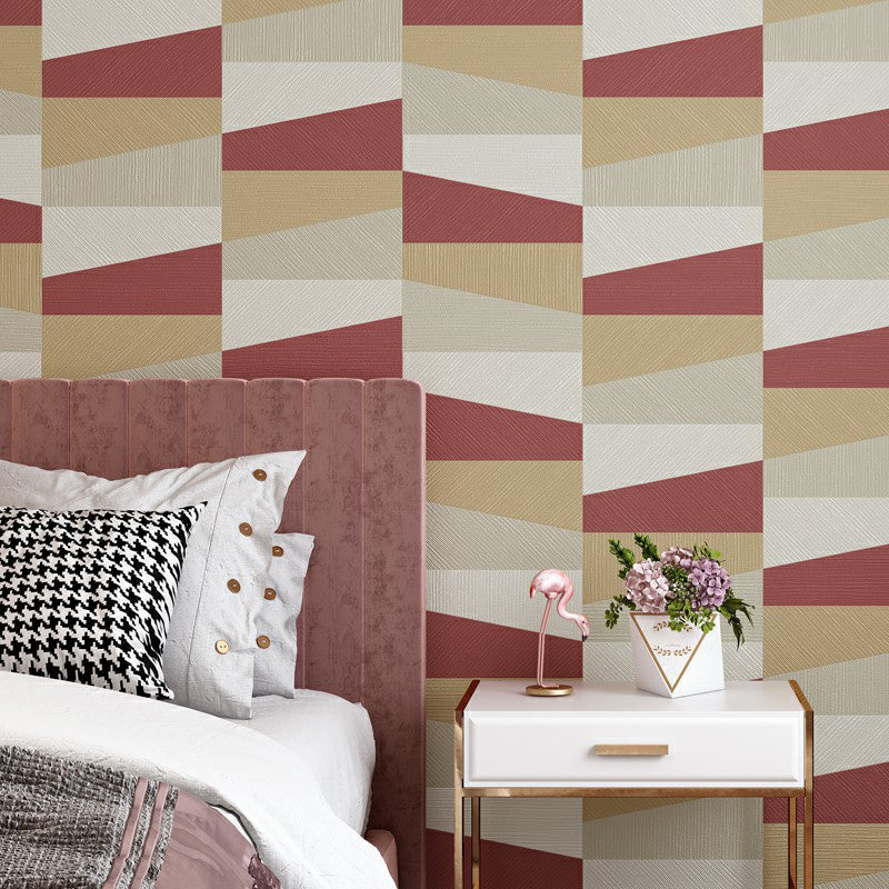 Mid Century Geometry Wallpaper Dark-Color Living Room Wall Covering, 33' x 20.5" Red Clearhalo 'Modern wall decor' 'Modern' 'Wallpaper' Wall Decor' 1225162