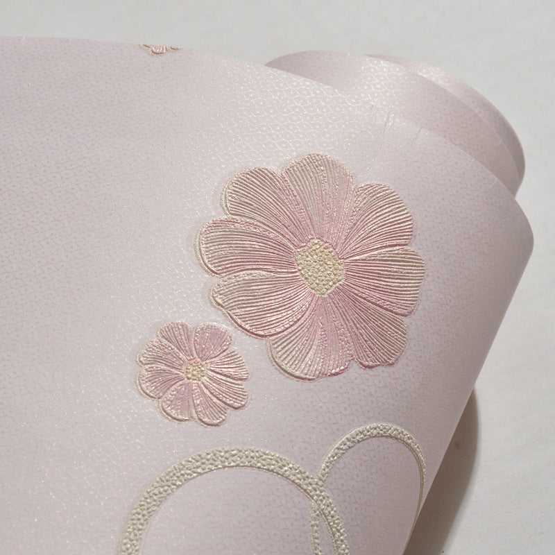 Flower-Bubble Self Adhesive Wallpaper in Soft Color Country Style Wall Decor for Home, Easy to Remove Pink Clearhalo 'Country wall decor' 'Rustic' 'Wallpaper' Wall Decor' 1225267