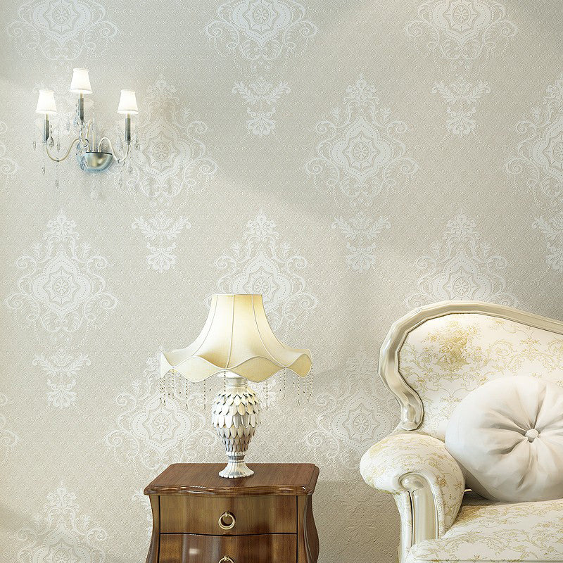 Glam Medallion Wallpaper Roll in Light-Color Water Resistant Wall Covering for Bedroom Beige Clearhalo 'Wall Decor' 'Wallpaper' 1225314