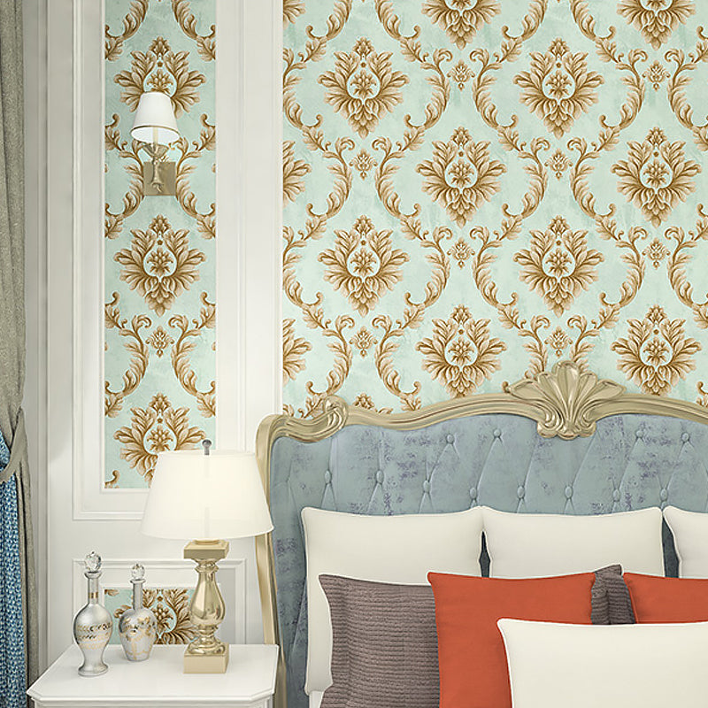 Light-Color Leaf Wallpaper Roll Jacquard Glam Moisture Resistant Wall Art for Bedroom Green Clearhalo 'Wall Decor' 'Wallpaper' 1225605