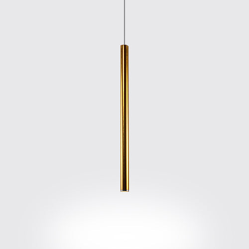 Silver/Red/Blue Metal Slim Ceiling Light Nordic Simple Style Bar Suspension Pendant Light in Warm/White, 12"/19.5"/23.5" High Gold Clearhalo 'Ceiling Lights' 'Modern Pendants' 'Modern' 'Pendant Lights' 'Pendants' Lighting' 122819