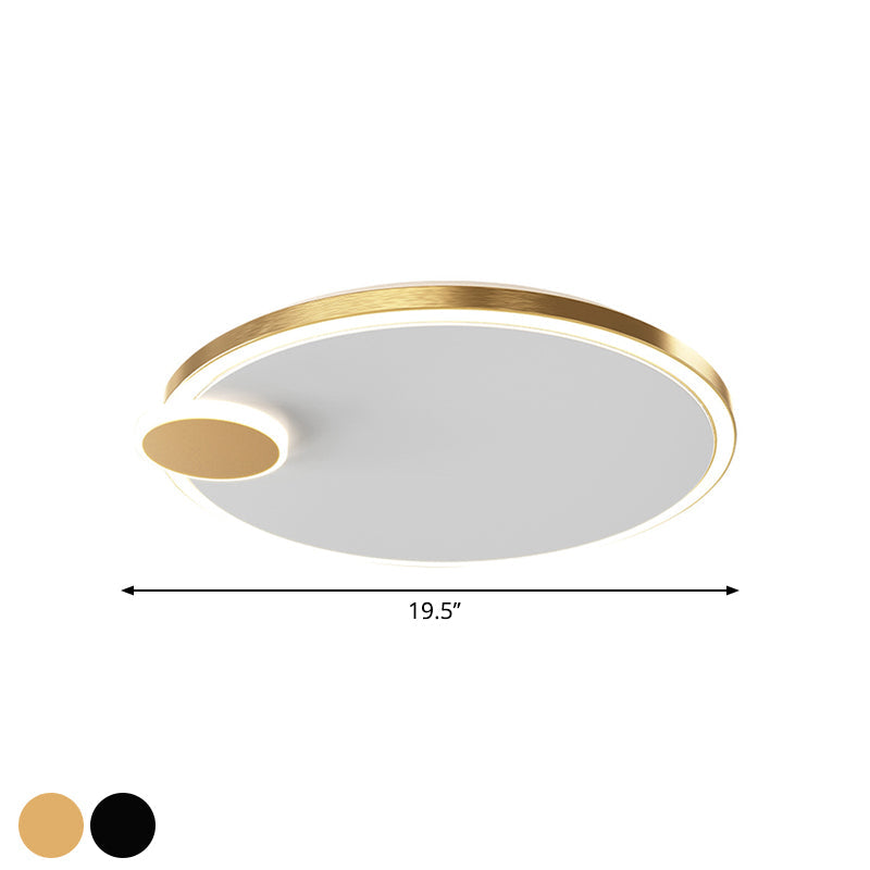 Black/Gold Round Flush Lamp Simple LED Metallic Flush Ceiling Light in Warm/White Light, 16"/19.5" Dia Clearhalo 'Ceiling Lights' 'Close To Ceiling Lights' 'Close to ceiling' 'Flush mount' Lighting' 1272358