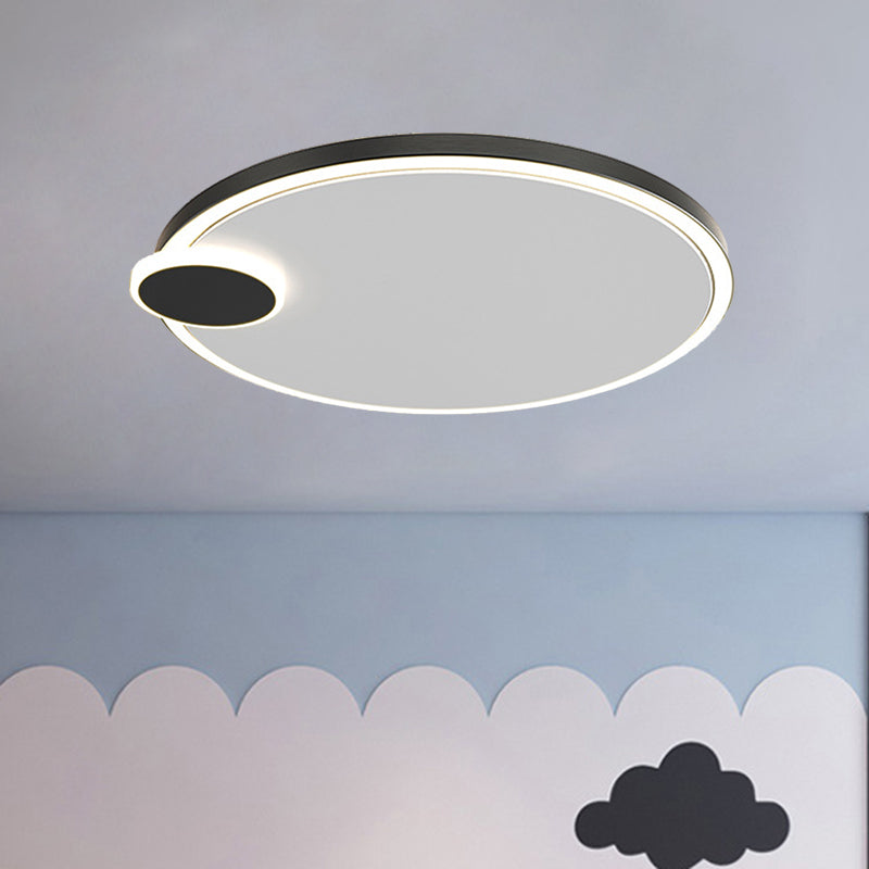 Black/Gold Round Flush Lamp Simple LED Metallic Flush Ceiling Light in Warm/White Light, 16"/19.5" Dia Clearhalo 'Ceiling Lights' 'Close To Ceiling Lights' 'Close to ceiling' 'Flush mount' Lighting' 1272361