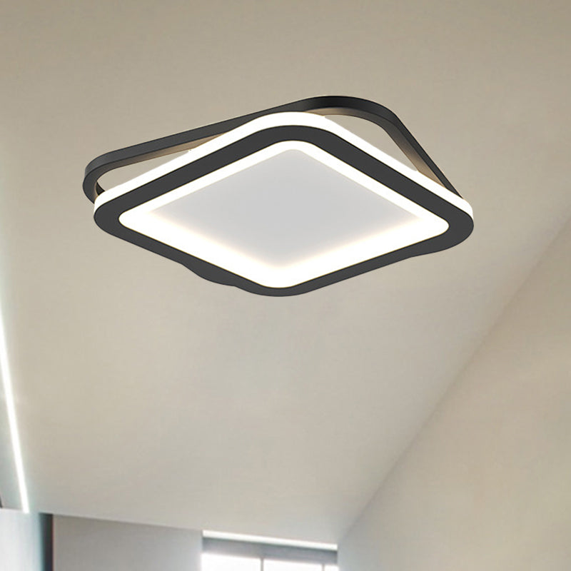 Simple Round/Square Ceiling Mounted Fixture Metal LED Hallway Flush Lighting in Black/Gold Clearhalo 'Ceiling Lights' 'Close To Ceiling Lights' 'Close to ceiling' 'Flush mount' Lighting' 1272378