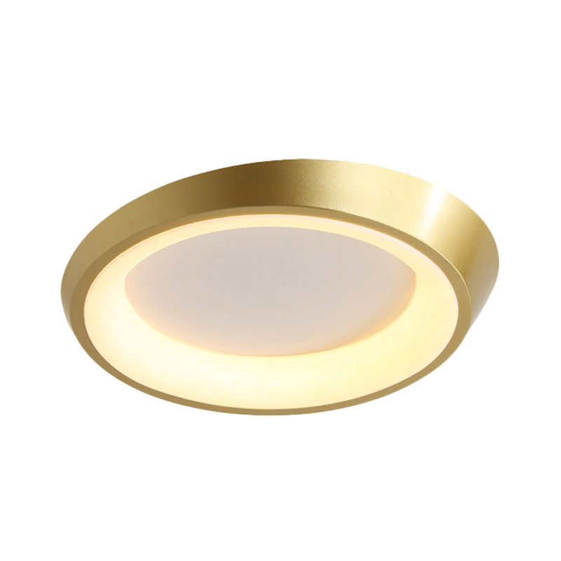 Round Bedroom Flush Mounted Light Metallic LED Modernist Flush Lamp Fixture in Gold/Coffee, Warm/White Light Clearhalo 'Ceiling Lights' 'Close To Ceiling Lights' 'Close to ceiling' 'Flush mount' Lighting' 1272382