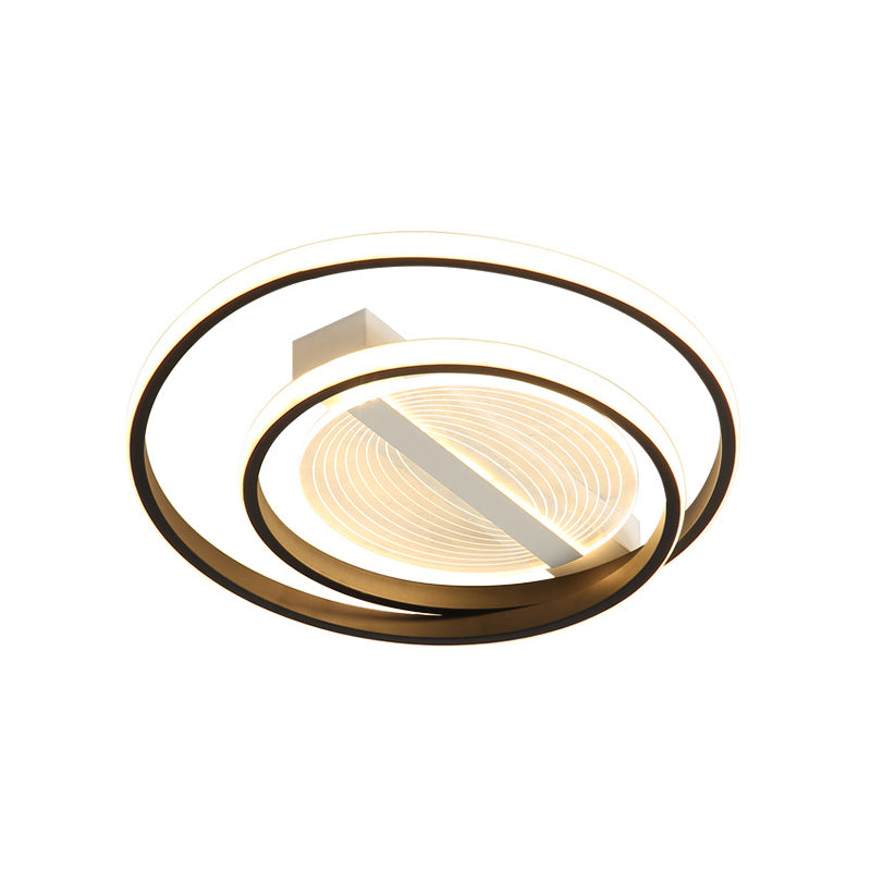Dual Ring Flush Light Fixture Simplicity Metal White and Gold LED Flush Mounted Lamp in Warm/White Light, 16"/19.5" W Clearhalo 'Ceiling Lights' 'Close To Ceiling Lights' 'Close to ceiling' 'Flush mount' Lighting' 1272408
