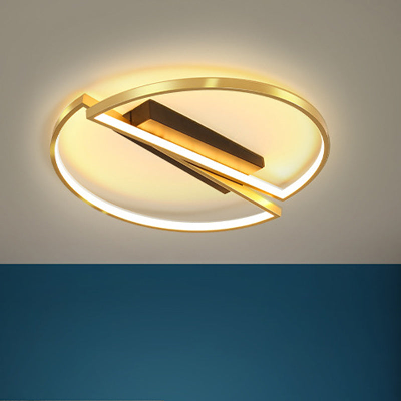 Simple Square/Round Frame Flushmount Metallic LED Bedroom Flush Mount Fixture in Gold, Warm/White Light Gold Round Clearhalo 'Ceiling Lights' 'Close To Ceiling Lights' 'Close to ceiling' 'Flush mount' Lighting' 1272421