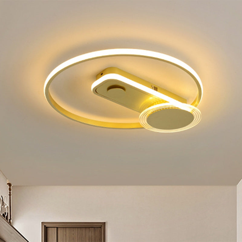 Metallic Hoop Flush Mount Light Minimal Black/Gold Finish LED Flush Lamp Fixture, 16"/19.5" Wide Clearhalo 'Ceiling Lights' 'Close To Ceiling Lights' 'Close to ceiling' 'Flush mount' Lighting' 1272435