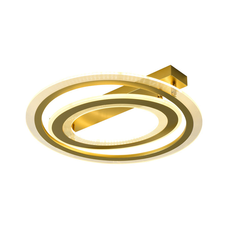 Metal Dual Ring Flush Lamp Simplicity LED Ceiling Mounted Light in Gold for Bedroom, 16"/19.5" W Clearhalo 'Ceiling Lights' 'Close To Ceiling Lights' 'Close to ceiling' 'Flush mount' Lighting' 1272450