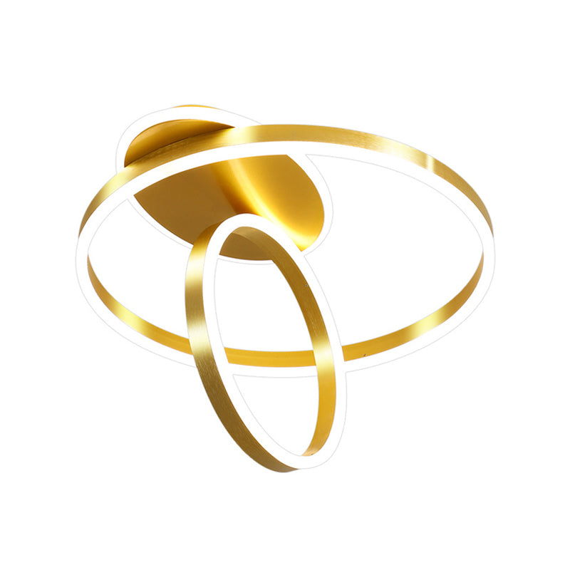 Rings Metallic Flush Lighting Minimalist 18"/21.5" W LED Gold Ceiling Lamp Fixture in Warm/White Light Clearhalo 'Ceiling Lights' 'Close To Ceiling Lights' 'Close to ceiling' 'Flush mount' Lighting' 1272455