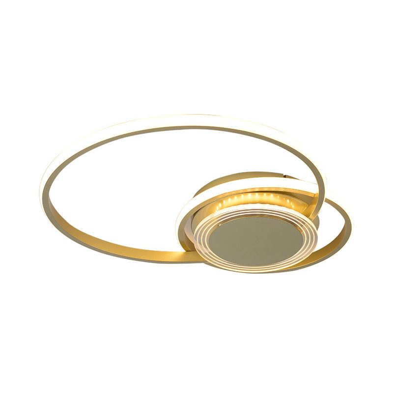 Black/Gold Hoop Flush Lighting Contemporary LED Metallic Ceiling Flush Mount for Bedroom, 14"/18" W Clearhalo 'Ceiling Lights' 'Close To Ceiling Lights' 'Close to ceiling' 'Flush mount' Lighting' 1272465