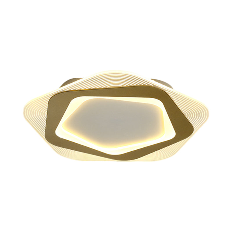 Metal Hexagon/Pentagon Flush Mount Modernism 18"/21.5" Width LED Flushmount Ceiling Light in Gold for Parlour Clearhalo 'Ceiling Lights' 'Close To Ceiling Lights' 'Close to ceiling' 'Flush mount' Lighting' 1272479
