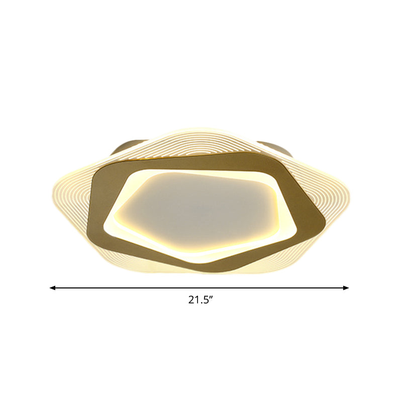 Metal Hexagon/Pentagon Flush Mount Modernism 18"/21.5" Width LED Flushmount Ceiling Light in Gold for Parlour Clearhalo 'Ceiling Lights' 'Close To Ceiling Lights' 'Close to ceiling' 'Flush mount' Lighting' 1272481