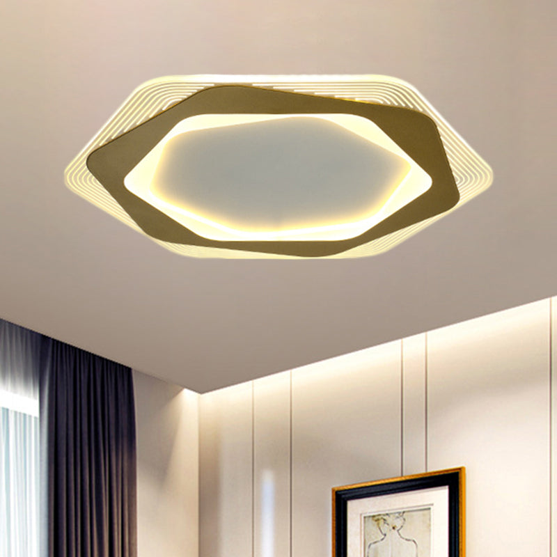 Metal Hexagon/Pentagon Flush Mount Modernism 18"/21.5" Width LED Flushmount Ceiling Light in Gold for Parlour Clearhalo 'Ceiling Lights' 'Close To Ceiling Lights' 'Close to ceiling' 'Flush mount' Lighting' 1272484