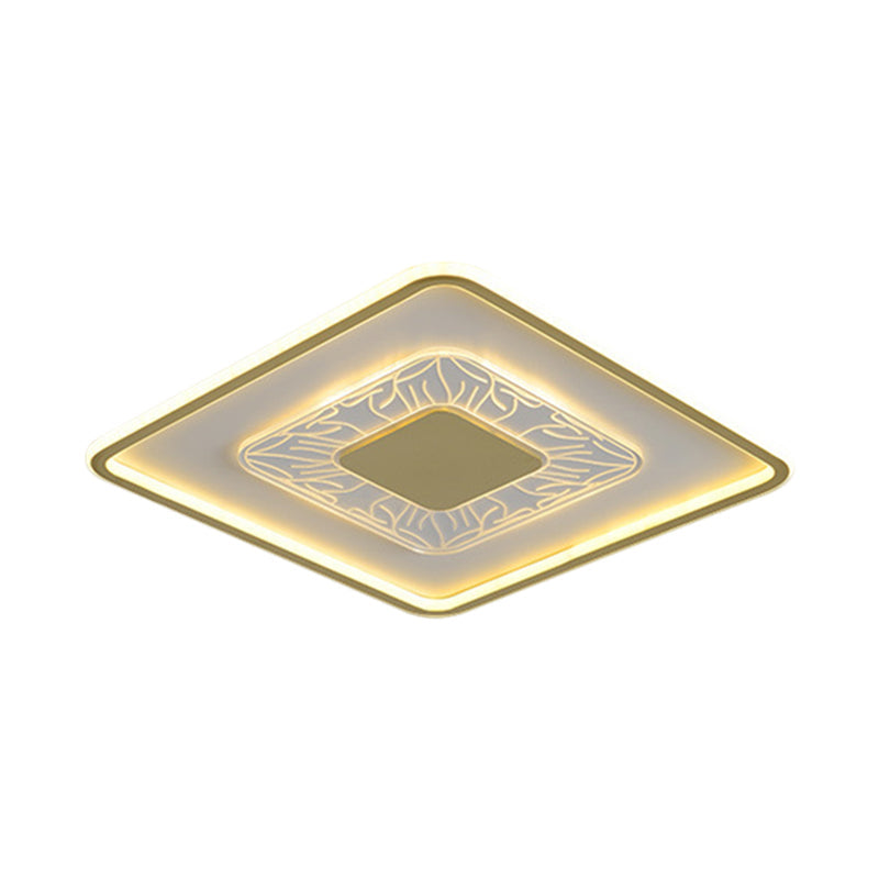 Square Flush Lighting Fixture Modern Acrylic White and Gold LED Ceiling Mounted Lamp Clearhalo 'Ceiling Lights' 'Close To Ceiling Lights' 'Close to ceiling' 'Flush mount' Lighting' 1272490