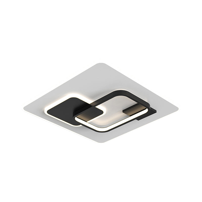 Squared Flush Lamp Fixture Minimalist Metal Black/Gold LED Flush Lighting in Warm/White Light for Bedroom, 16"/19.5" Width Clearhalo 'Ceiling Lights' 'Close To Ceiling Lights' 'Close to ceiling' 'Flush mount' Lighting' 1272566