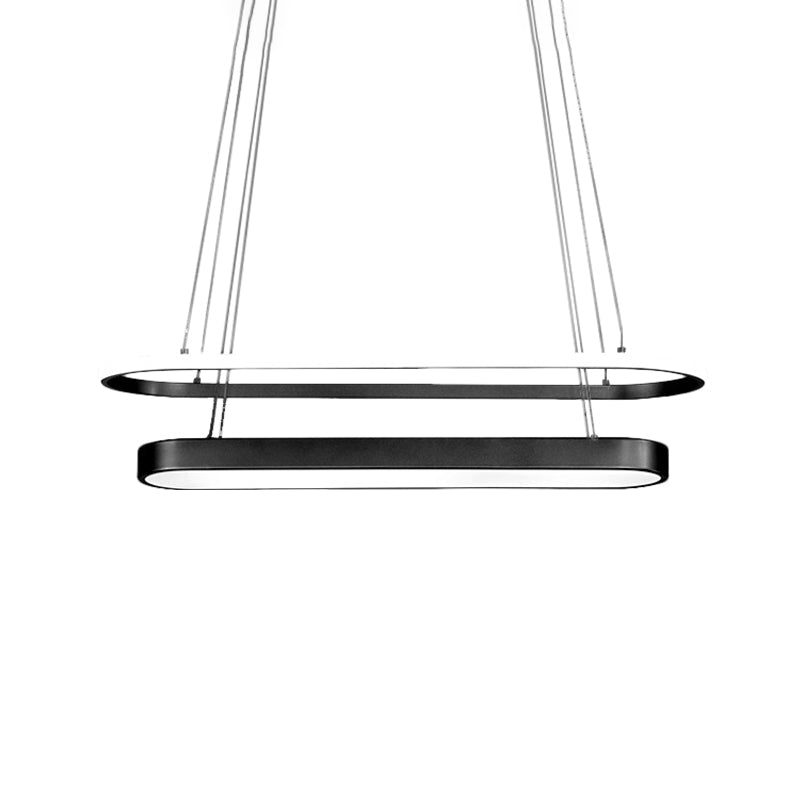 Nordic 2-Layer Oval Chandelier Lamp Metal LED Restaurant Pendant Lamp Kit in Black/Gold, Warm/White Light Clearhalo 'Ceiling Lights' 'Chandeliers' 'Modern Chandeliers' 'Modern' Lighting' 1272636