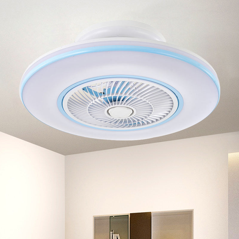 Blue/Gold Round Pendulum Fan Lamp Fixture Modernism LED Acrylic Semi Mount Lighting, 23" Width Clearhalo 'Ceiling Fans with Lights' 'Ceiling Fans' 'Modern Ceiling Fans' 'Modern' Lighting' 1273340