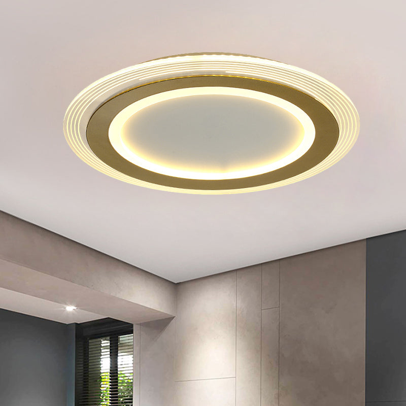 Metallic Square/Round Flushmount Lamp Modernism LED Gold Flush Mount Light, 16"/19.5" Wide Clearhalo 'Ceiling Lights' 'Close To Ceiling Lights' 'Close to ceiling' 'Flush mount' Lighting' 1273397