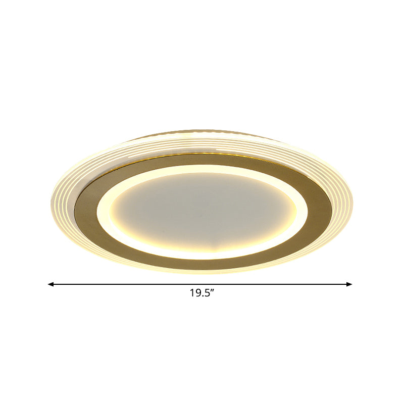 Metallic Square/Round Flushmount Lamp Modernism LED Gold Flush Mount Light, 16"/19.5" Wide Clearhalo 'Ceiling Lights' 'Close To Ceiling Lights' 'Close to ceiling' 'Flush mount' Lighting' 1273401