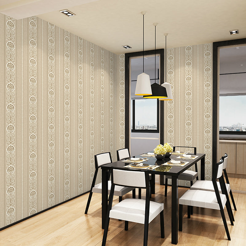 Retro Jacquard Wallpaper Roll for Dining Room 33' x 20.5" Wall Art in Pastel Color Khaki Clearhalo 'Vintage wall decor' 'Vintage' 'Wallpaper' Wall Decor' 1273965