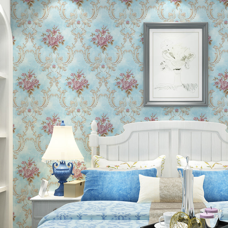 Washable Peonies Print Wallpaper Non-Woven Fabric Rustic Wall Decor for Living Room Clearhalo 'Country wall decor' 'Rustic' 'Wallpaper' Wall Decor' 1274304